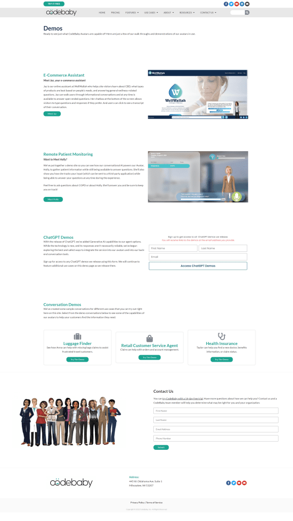 Demos Page Codebaby tech startup website design web development